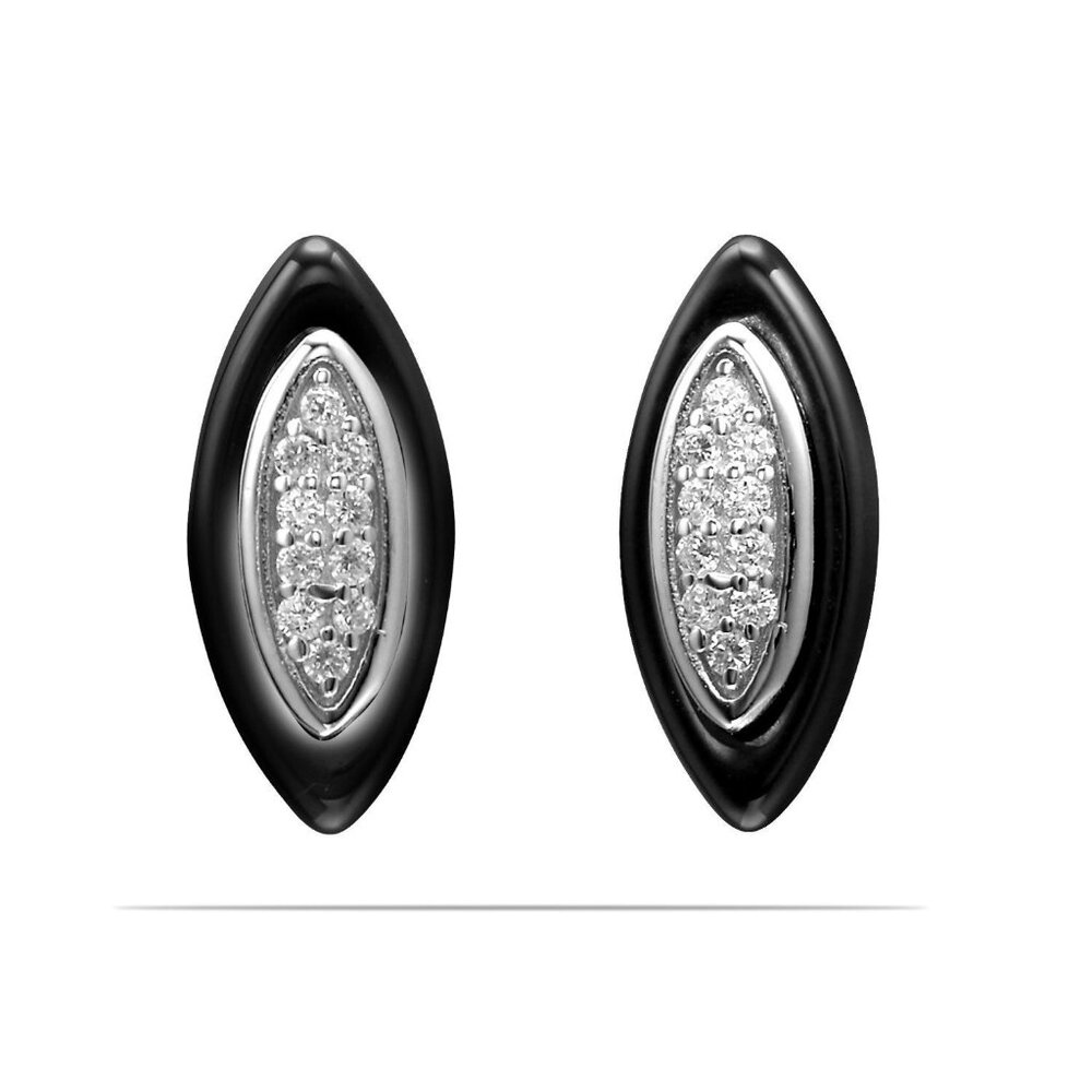 Marquis Shape Sterling Silver and Ceramic Studs